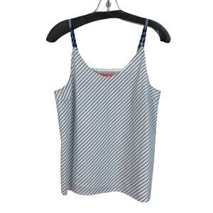 Vilagallo Blue Milan Gina Sleeveless Stripe Cotton Blend Tank Top Womens US 8